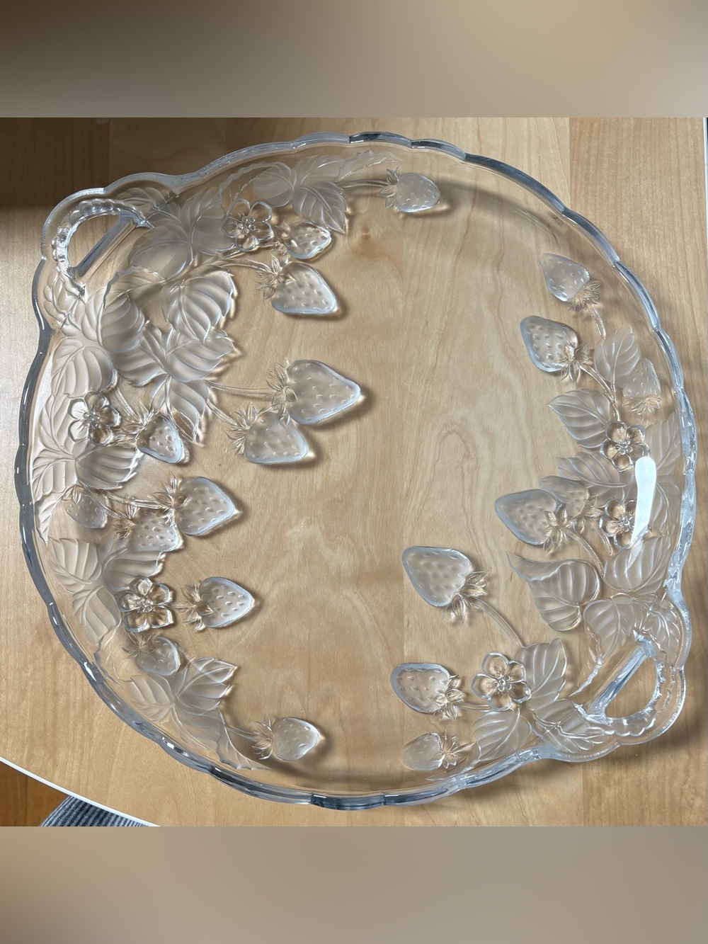 Vintage Crystal Clear Studios Arielle Crystal Strawberry-Accent Serving Tray